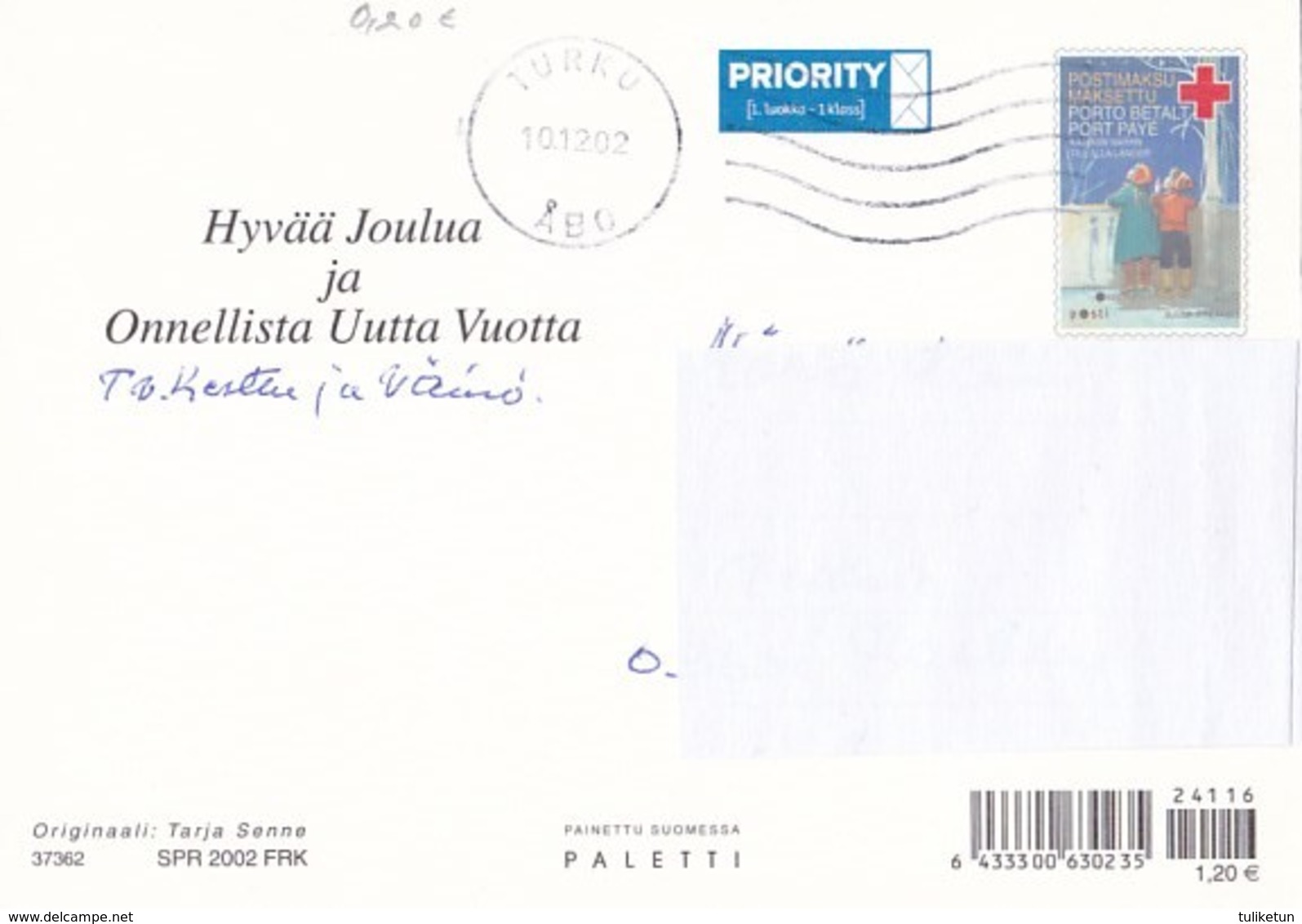 Winter Scene - Landscape - Paysage De Scène D'hiver - Red Cross 2002 - Suomi Finland Post - Postage Paid - Croix-Rouge