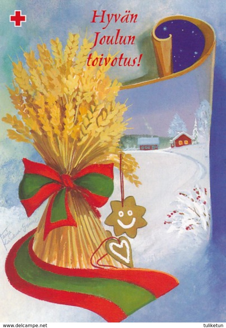 Straw Lance At Christmas - Tarja Kaukua-Senne - Red Cross 2001 - Suomi Finland - Postage Paid - Red Cross