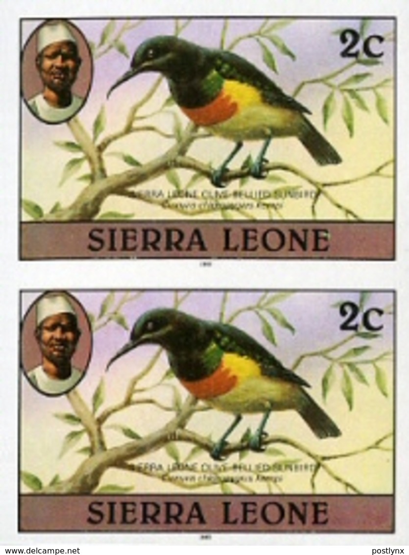 SIERRA LEONE 1980 Birds Sunbird 2c Imp.1982 Wmk CA IMPERF.PAIR - Sierra Leone (1961-...)