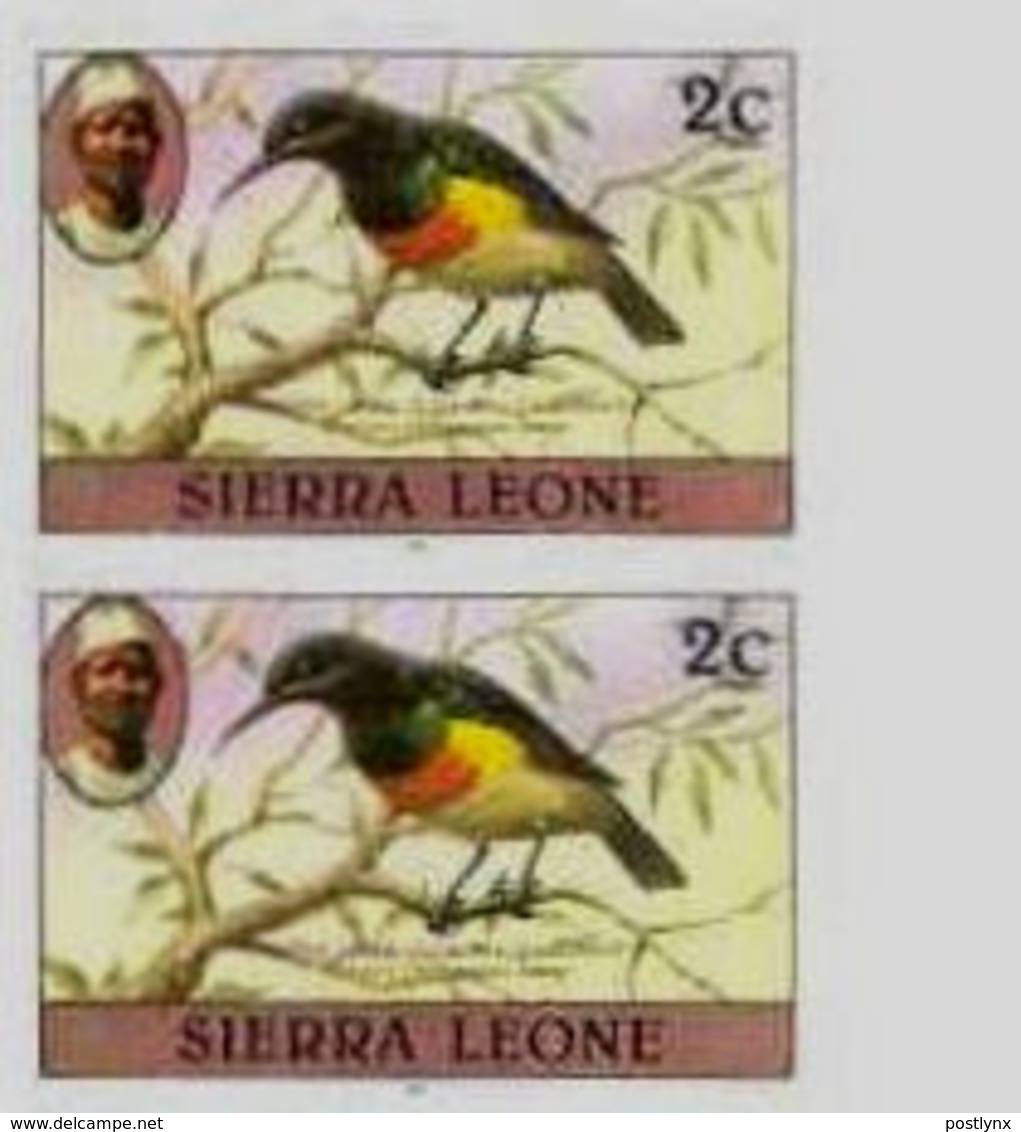 SIERRA LEONE 1980 Birds Sunbird 2c Imp.1983 No Wmk MARG.IMPERF.PAIR - Sierra Leone (1961-...)