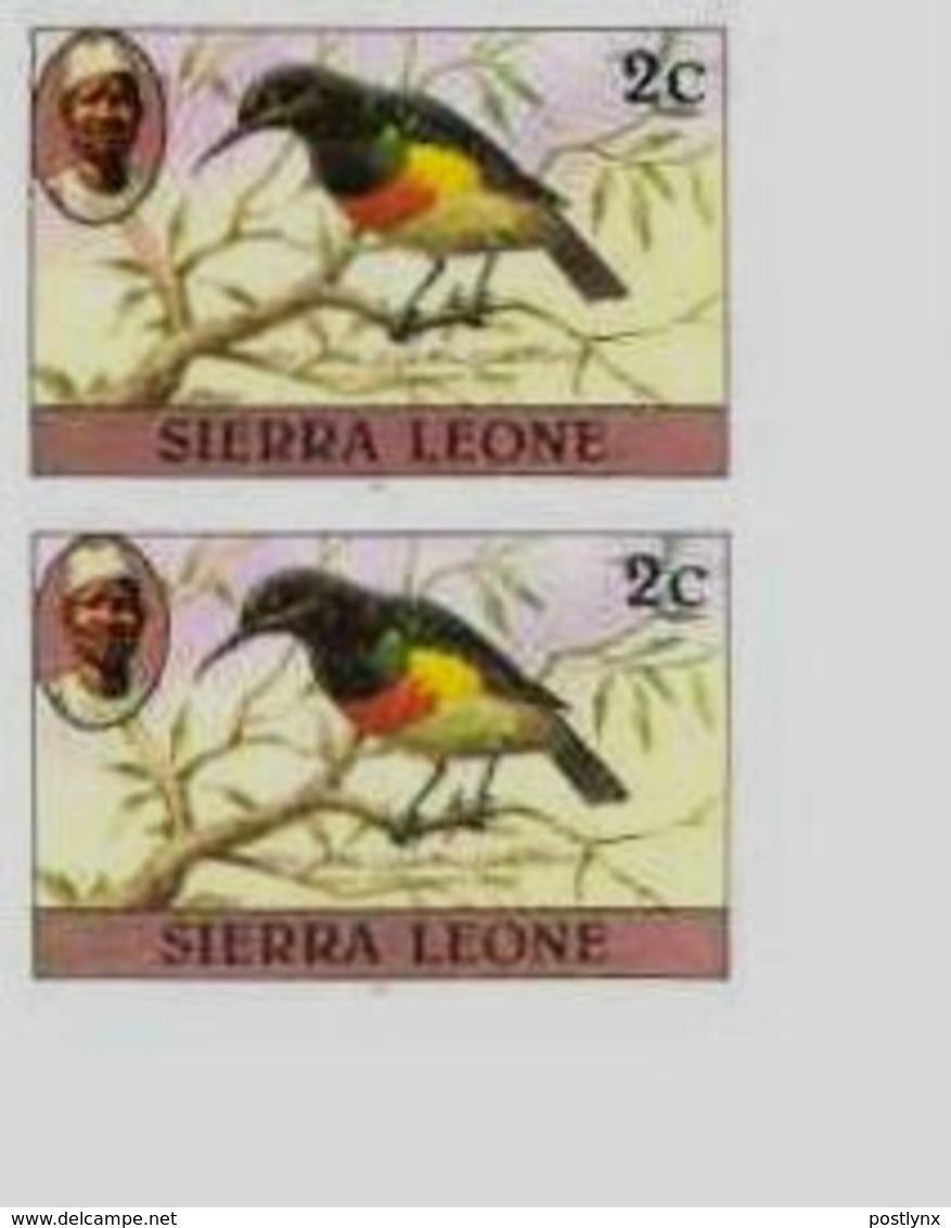 SIERRA LEONE 1980 Birds Sunbird 2c Imp.1983 No Wmk CORNER IMPERF.PAIR - Sierra Leone (1961-...)