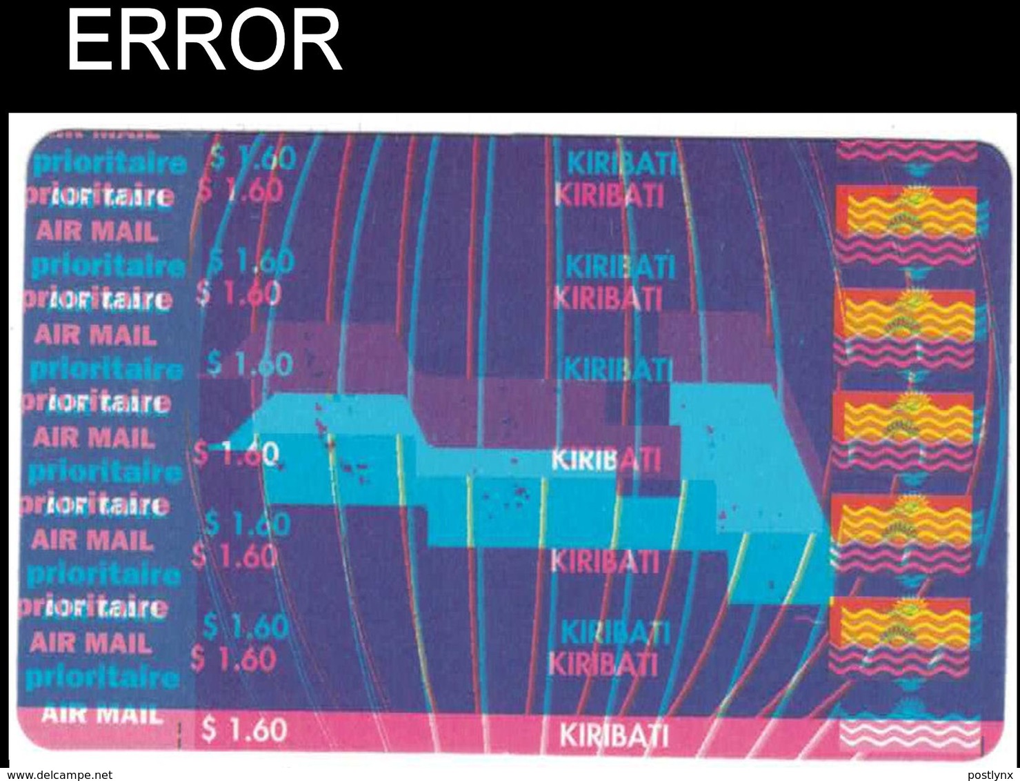 KIRIBATI 1993 Maps Flags $1.60 ERROR:messy Shift - Kiribati (1979-...)