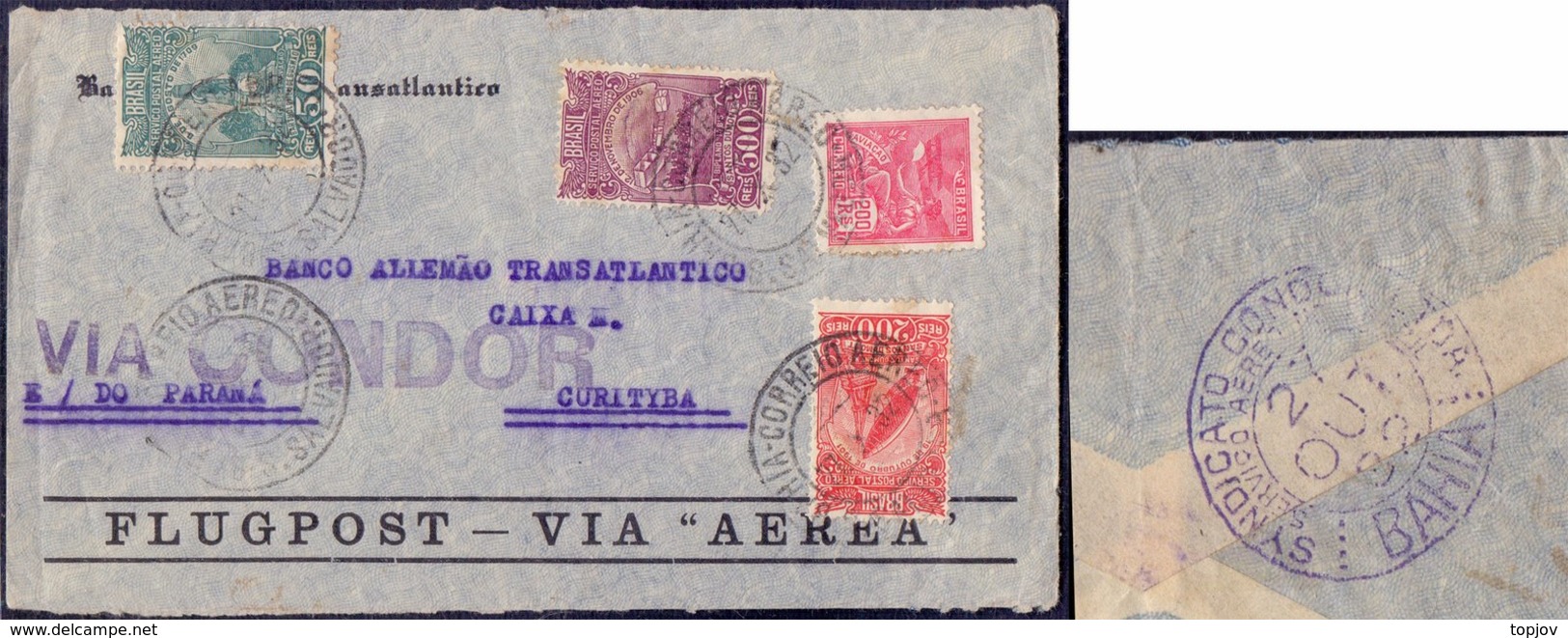 BRAZIL - BRASIL - ZEPPELIN CONDOR - BAHIA To  CURITYBA - 1932 - Airmail (Private Companies)