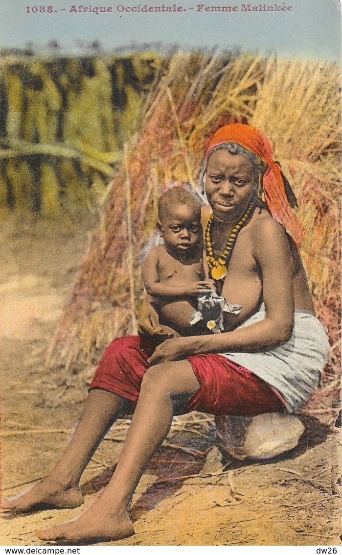 Afrique Occidentale - Femme Malinkée Et Son Enfant - Collection Fortier, Carte Colorisée N° 1088 Non Circulée - África