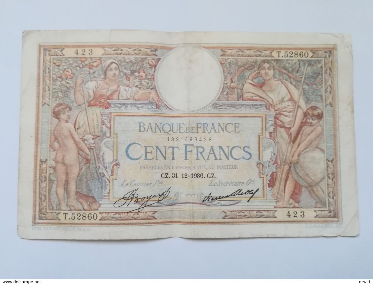 FRANCIA 100 FRANCS 1936 - 100 F 1908-1939 ''Luc Olivier Merson''