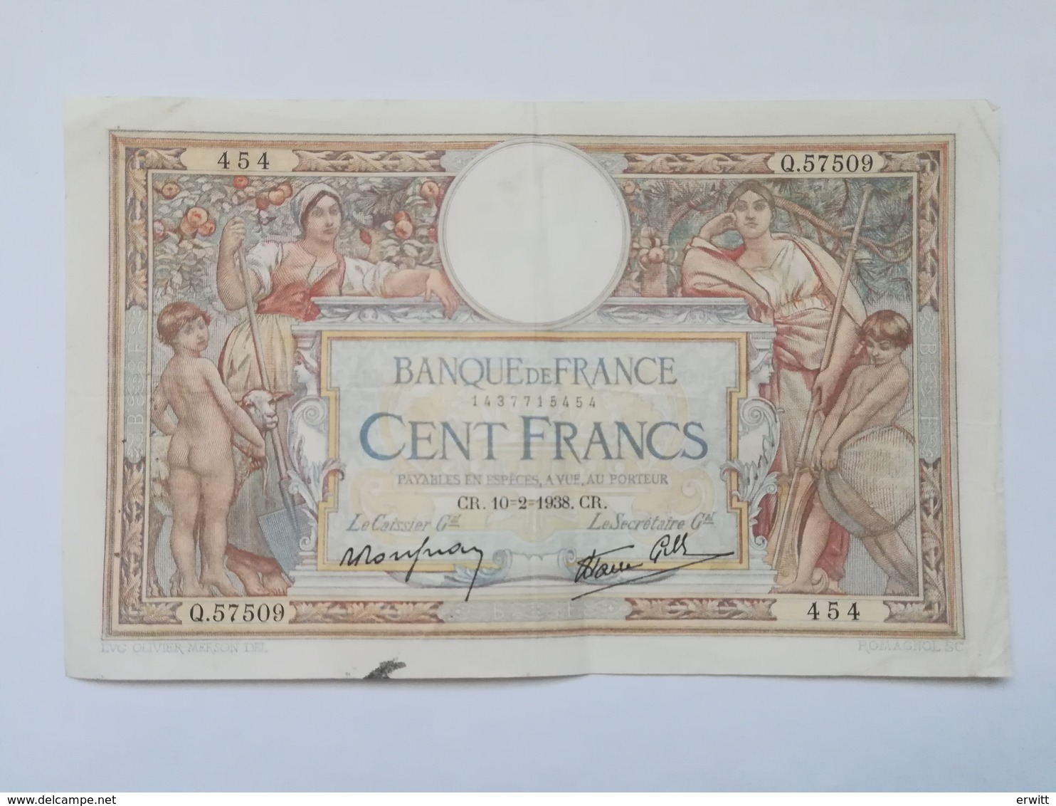 FRANCIA 100 FRANCS 1938 - 100 F 1908-1939 ''Luc Olivier Merson''