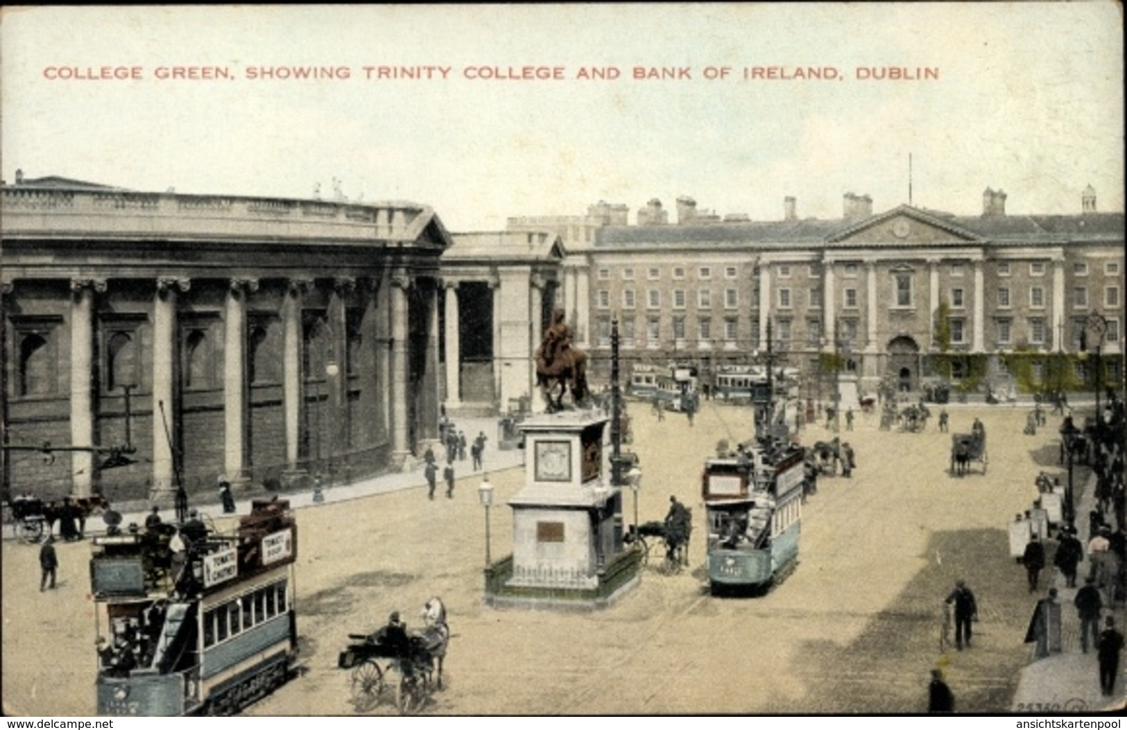 Cp Dublin Irland, College Greens Showing Trinity College, Bank Of Ireland - Autres & Non Classés