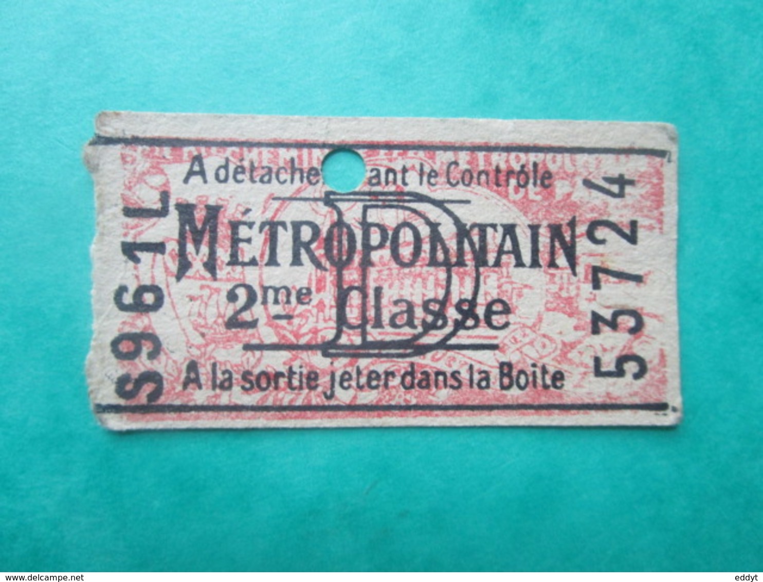 ANCIEN TICKET - Métropolitain - PARIS " D "  2° Classe - (A La Sortie Jeter Dans La Boite) 1930 - TBE - Europa