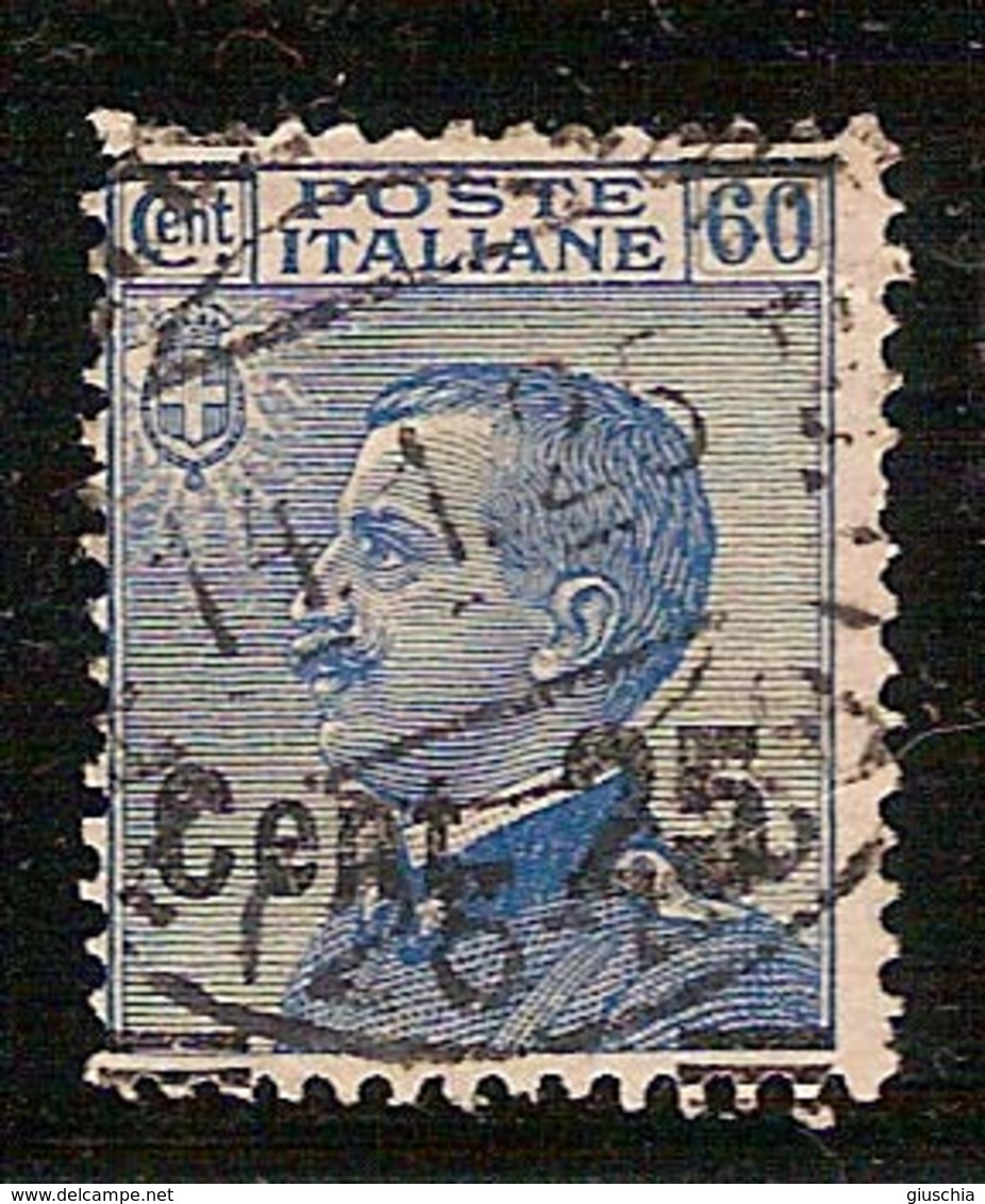 (Fb).Regno.V.E.III.1924-25.Varietà.-25c Su 60c Azzurro,usato,con Soprastampa A Cavallo (97-16) - Usati