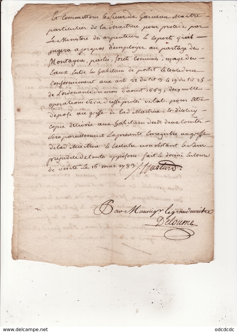 Gen Auch 16 Mai 1783 Eaux Et Forets Concerne Les Habitants De Couledous Le Portet 2 Scans - Cachets Généralité