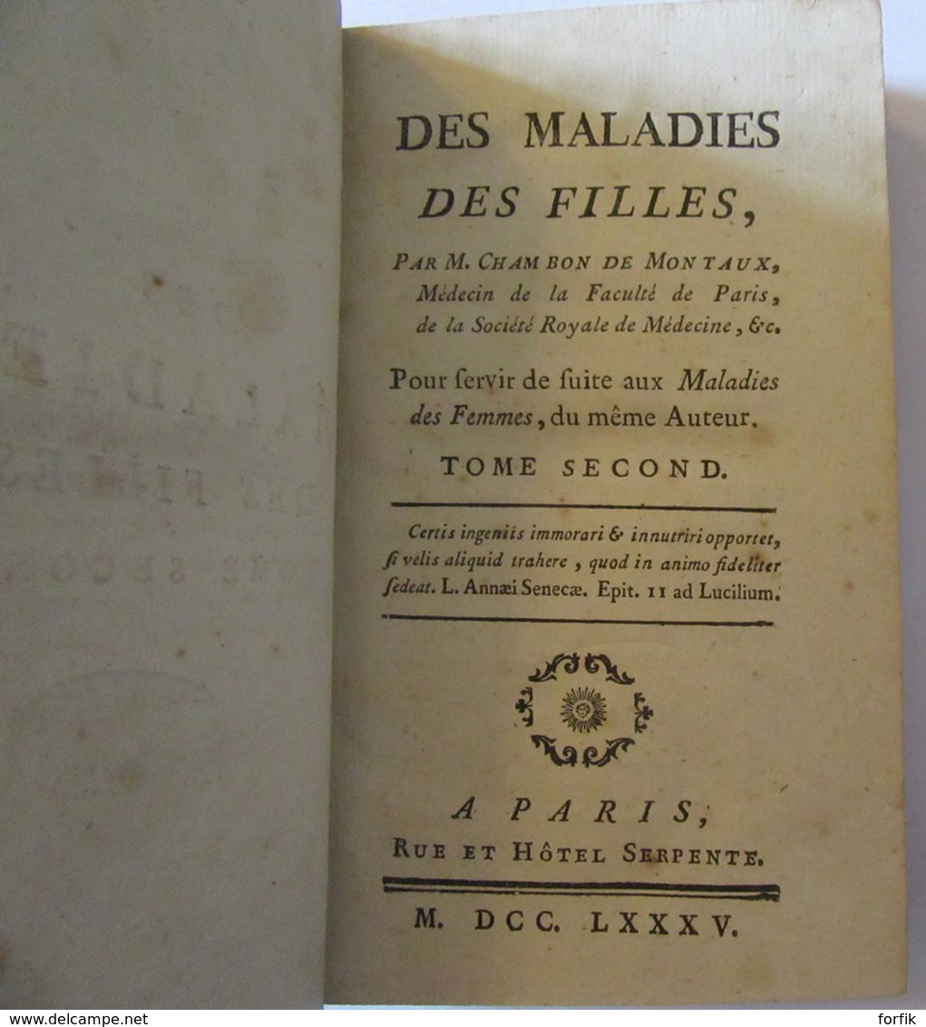 Livre Ancien - Des Maladies Des Filles Tome Second Par M. Chambon De Montaux - 1785 - 1701-1800