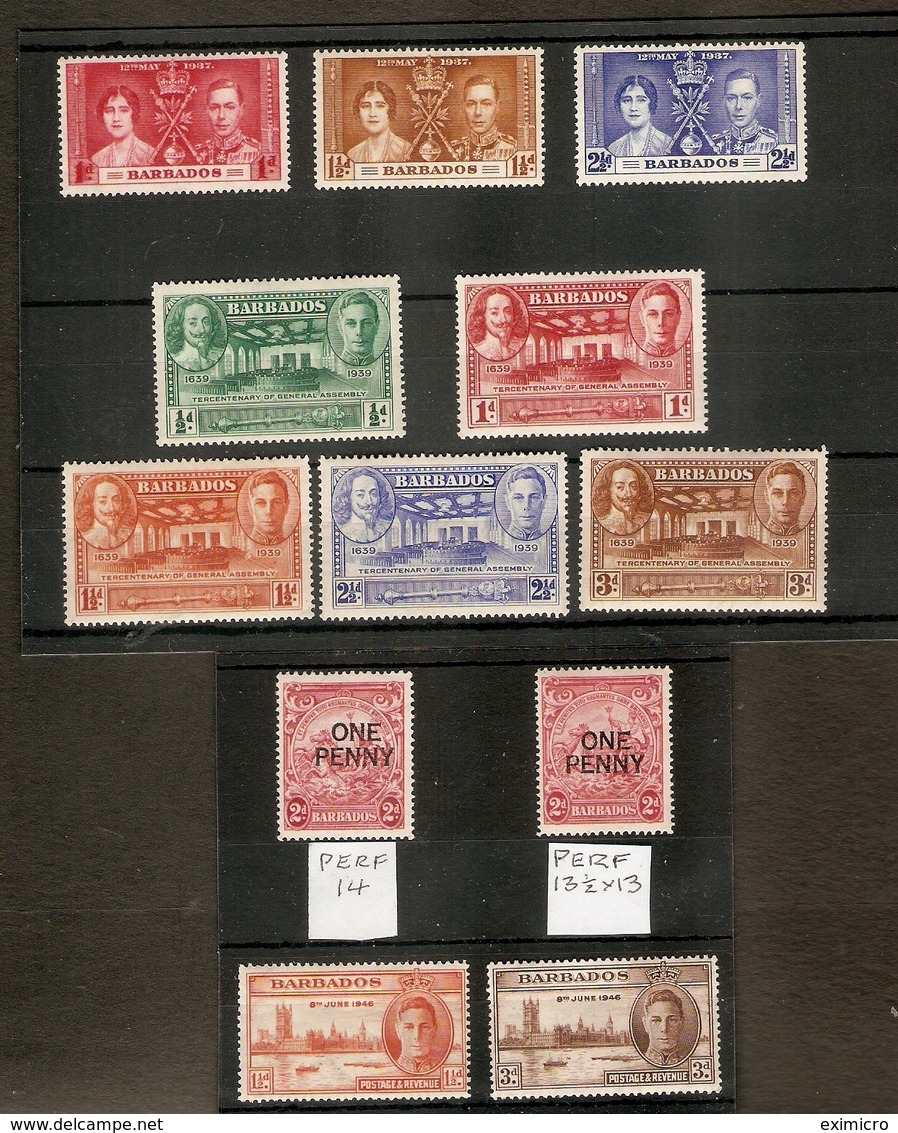 BARBADOS 1937 - 1947 SETS MOUNTED MINT Cat £24.95 - Barbados (...-1966)