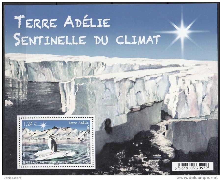 TAAF 2015 Yvert F753 Neuf ** Cote (2017) 2.50 Euro Terre Adélie Sentinelle Du Climat Manchot Adélie - Blocks & Kleinbögen