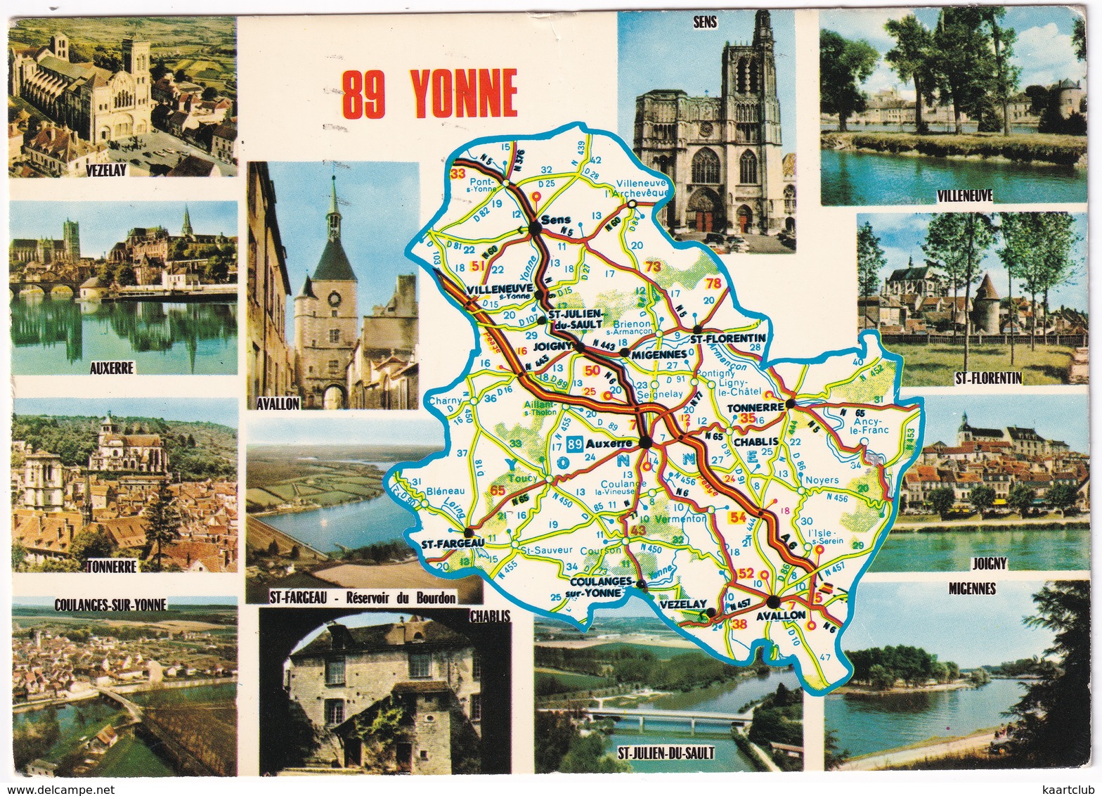 89 Yonne  - D'après Carte Michelin  No. 989 - (Sens, Migennes, Avallon Etc. - France) - Andere & Zonder Classificatie