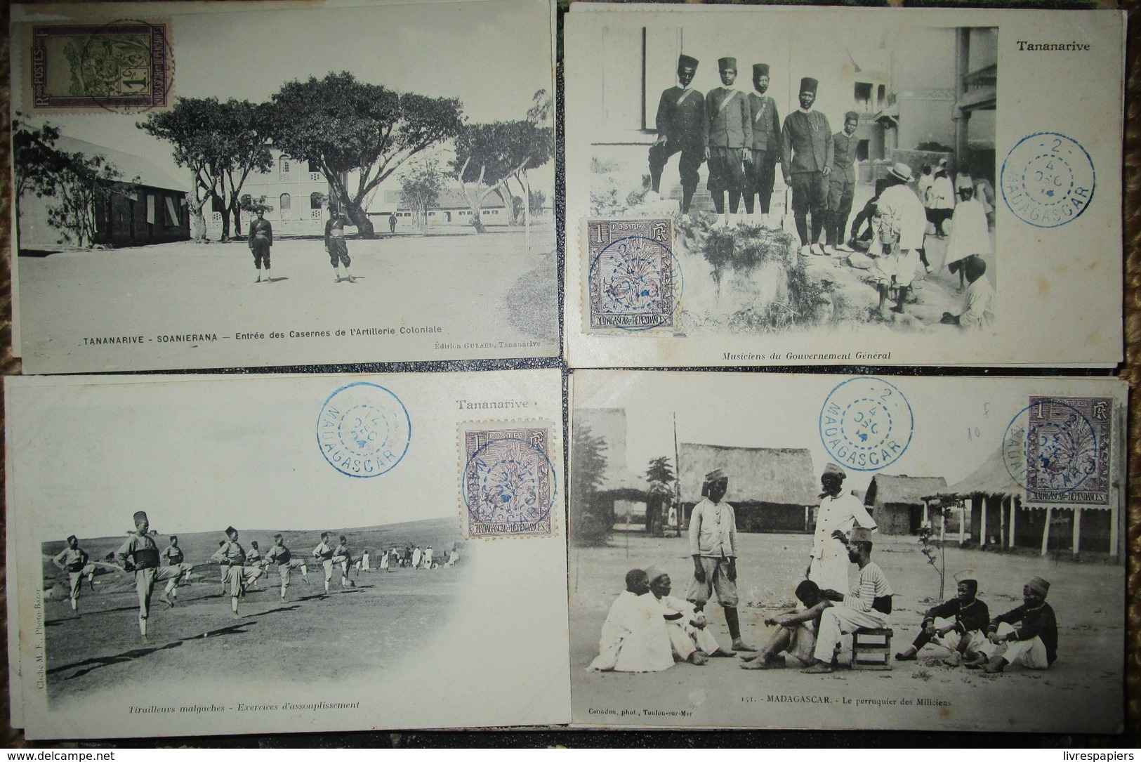 Madagascar Lot 13 Cpa Tirailleurs Artilleurs Miliciens Officiers Timbrées Vers 1904 Militaria Colonies - Madagascar