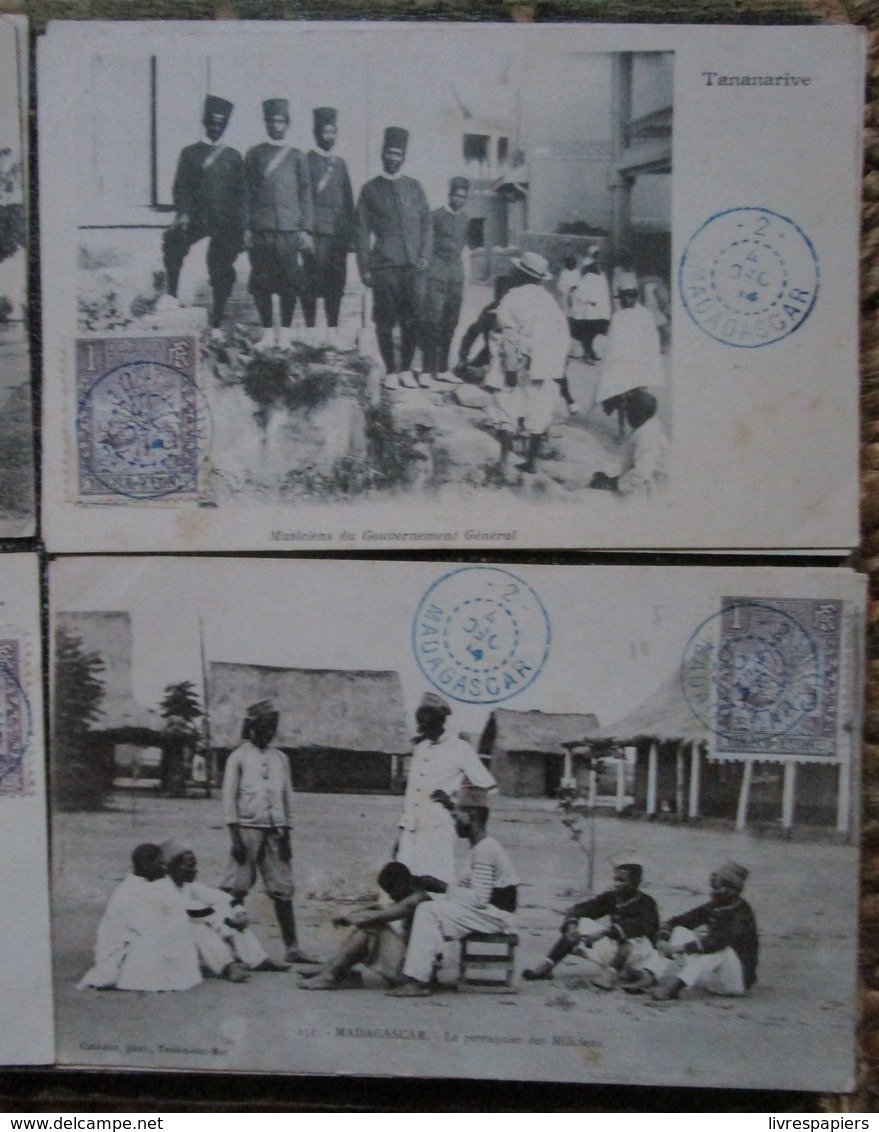 Madagascar Lot 13 Cpa Tirailleurs Artilleurs Miliciens Officiers Timbrées Vers 1904 Militaria Colonies - Madagascar