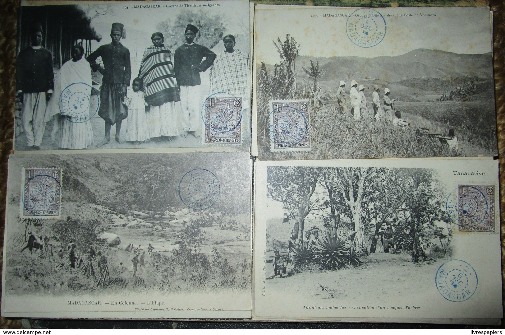 madagascar lot 13 cpa tirailleurs artilleurs miliciens officiers timbrées vers 1904 militaria colonies