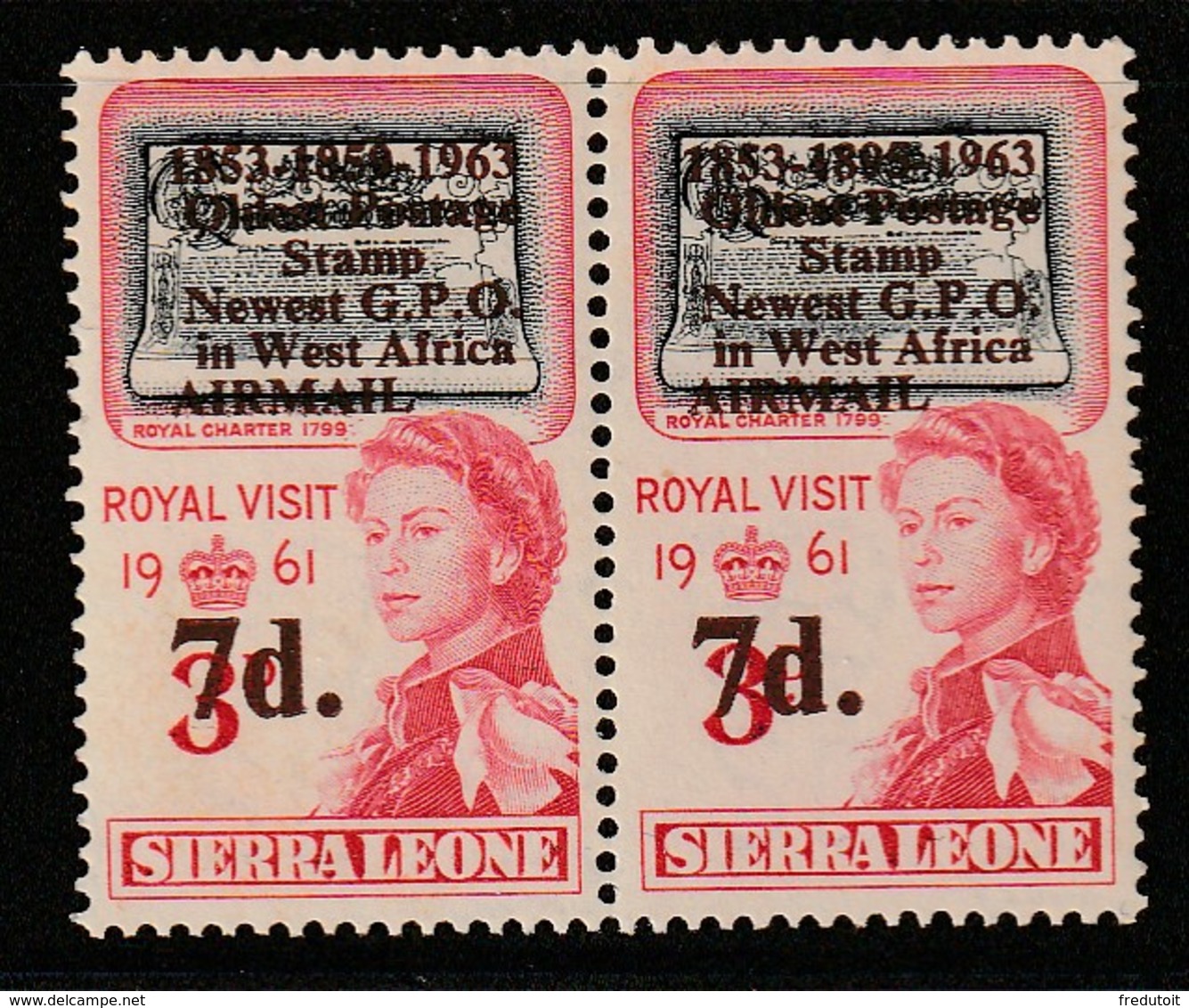 SIERRA LEONE - PA N°7 ** (1963) VARIETE : 1853-1895-1963 Au Lieu De 1863-1859-1963 - Sierra Leone (1961-...)