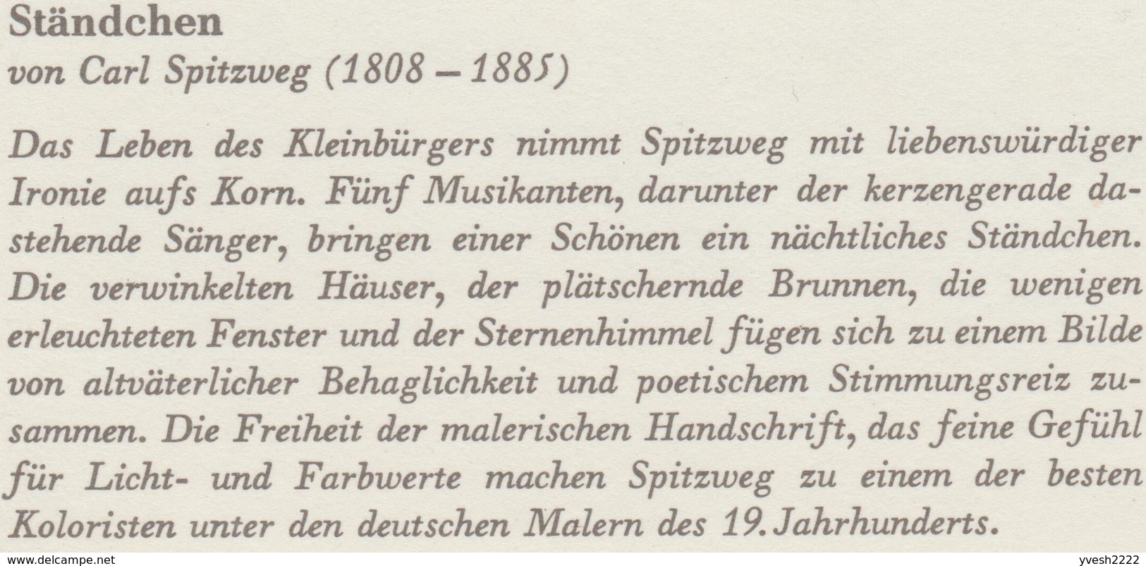 Allemagne Fédérale 1970. Télégramme De Luxe. Sérénade, Par Carl Spitzweg. Cinq Musiciens Sous Un Balcon - Music