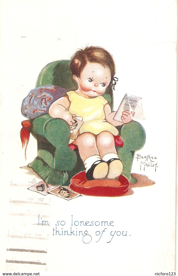 "Beatrice Mallet. Im So  Lonesome Thinkingof You" Tuck Oilette Cute Kiddies Series PC # 3607 - Tuck, Raphael