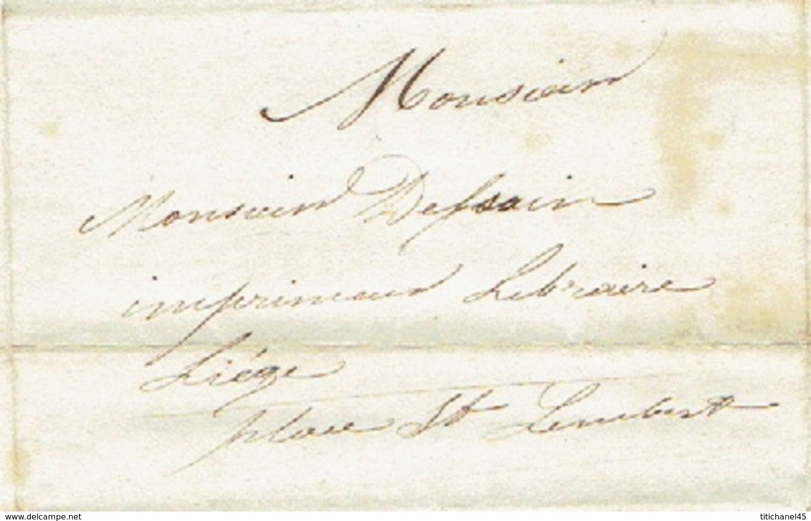 Précurseur Lettre Du 12/1/1847 Envoyée Par Le Messager HOUET De OCQUIER à LIEGE - Signé FRANCOIS Instituteur - 1830-1849 (Belgique Indépendante)