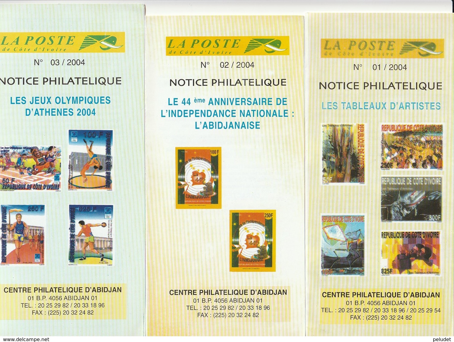 6 Notice Philatelique 2004 Republique Cote D'Ivoire - Ivory Coast - Ivory Coast (1960-...)