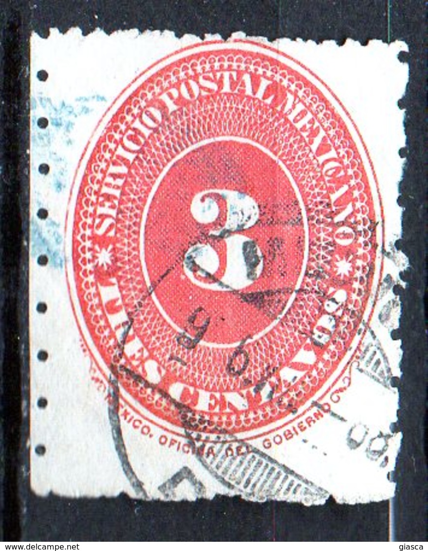 MEXICO : C082  =  1887  3 C. Used , Perf. 6 X 12   -  Yvert  € 150 - Messico