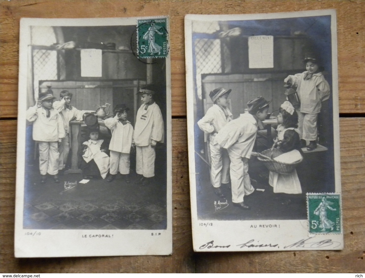 CPA Patriotique - Guerre 14/18 - Enfants Soldats - Photo Manuel Paris - Lot De 4 Cartes (série 104/1-9-10-12) - Guerra 1914-18