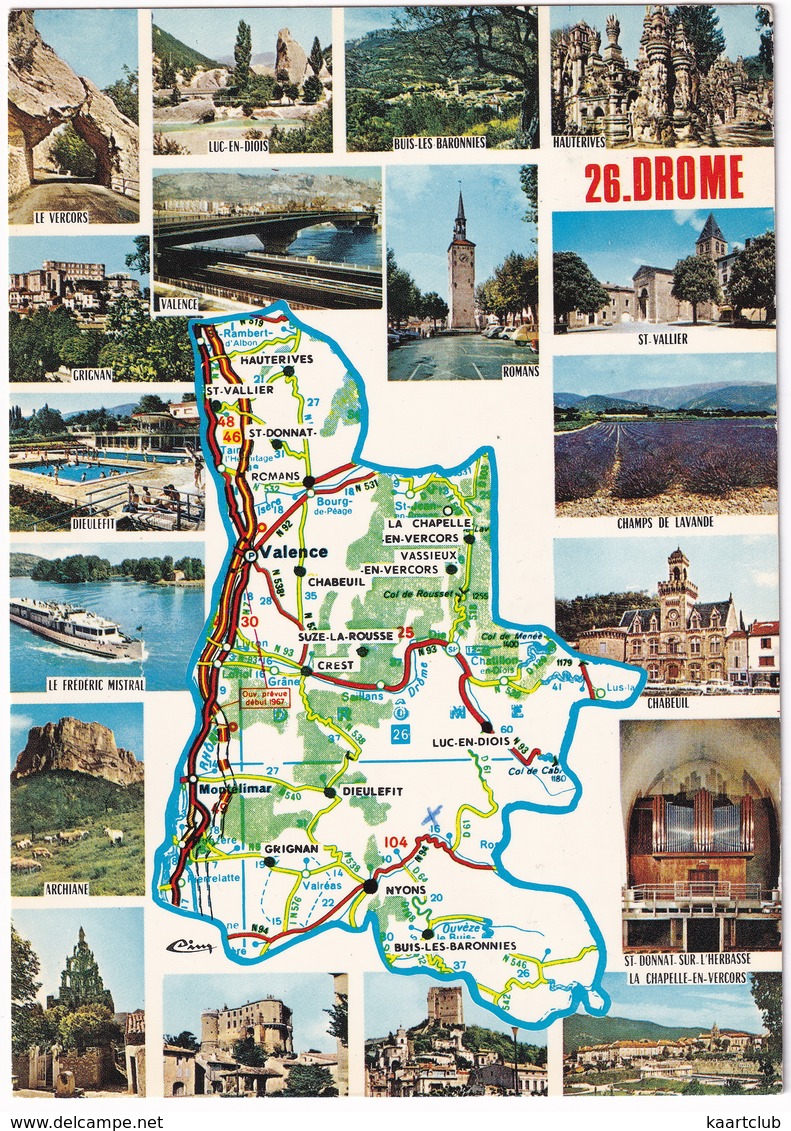 26. Drome - D'après Carte Michelin  No. 989 - (Hauterives, Crest, Nyons, St. Donnat Sur L'Herbasse ORGUE  Etc. - France) - Andere & Zonder Classificatie