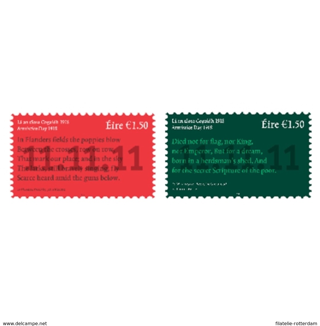 Ierland / Ireland - Postfris/MNH - Complete Set Armistice Day 2018 - Neufs