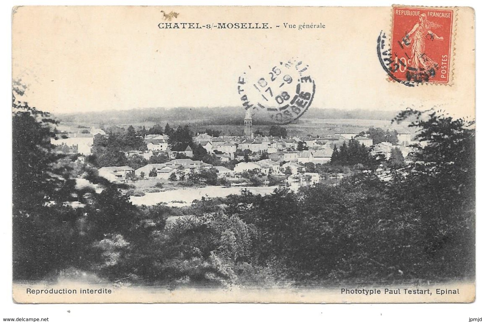 88 - CHATEL S. MOSELLE - Vue Générale -  Ed. Paul Testart, Epinal - 1908 - Chatel Sur Moselle
