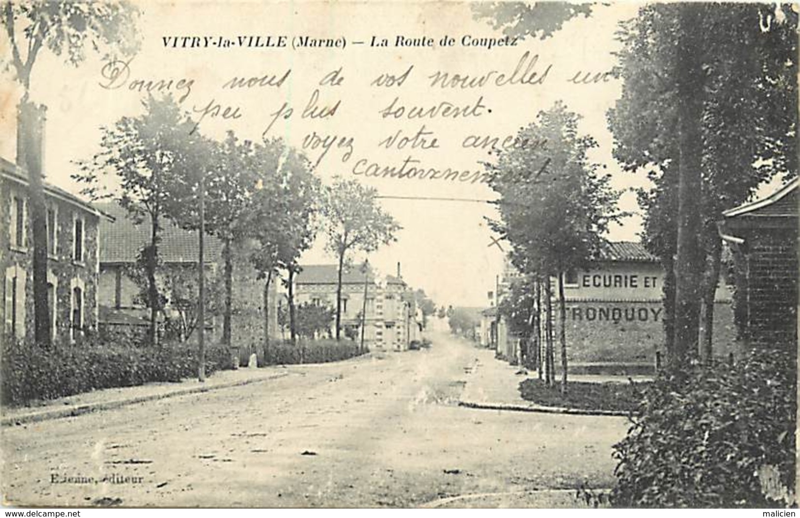 -dpts Div. -ref AF61- Marne - Vitry La Ville - La Route De Coupetz - Publicité Tronquoy - Carte Bon Etat - - Vitry-la-Ville