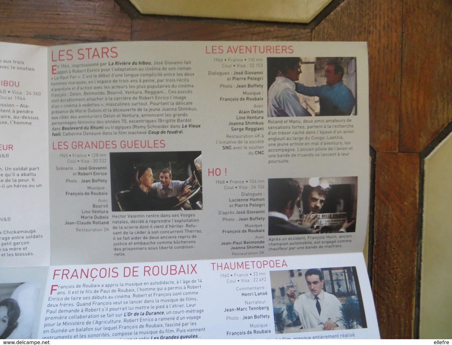 Cinéma Programme Du Festival Robert Enrico Formant Une Affiche Ventura Delon Bourvil Belmondo Avec Textes - Programmes