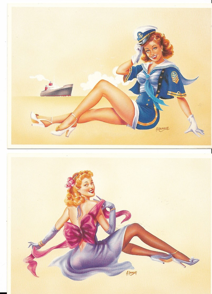 Pin-Up - Lot De 7 CPM - Illustrations De A.LAURENT - ( Coll. New-York Cards ) - Parfait état ( Vois Scann) - Pin-Ups