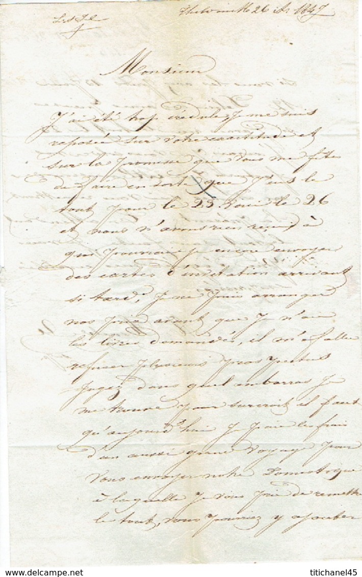 THILDONCK - Brief Van 26/8/1847 Verzonden Door Koerier Van THILDONCK Naar LIEGE - Getekend Dames Ursulines Van THILDONCK - 1830-1849 (Belgique Indépendante)