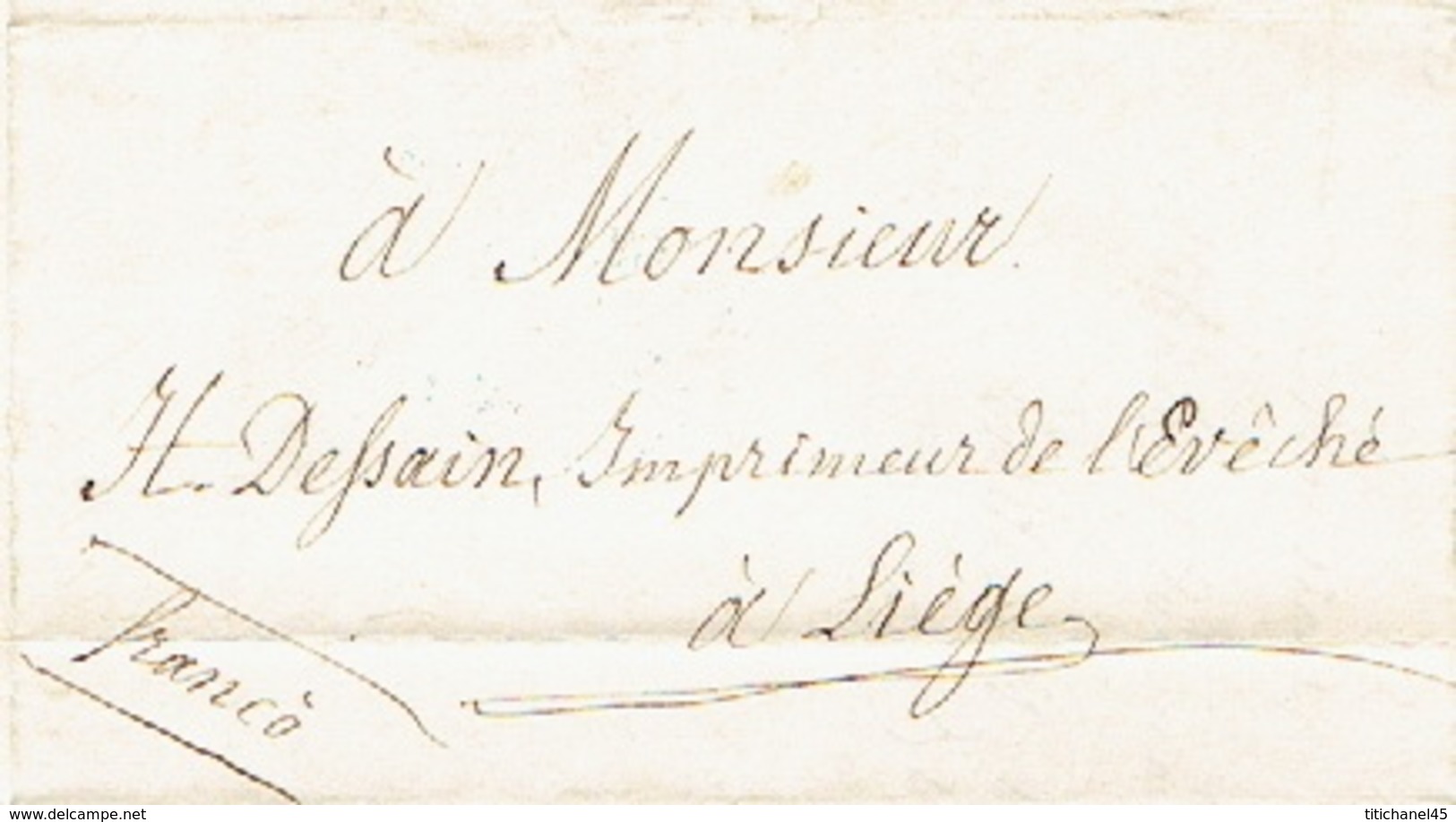 Précurseur Lettre Du 12/1/1847 +manuscrit " Franco" Par Porteur De VERVIERS à LIEGE - Signé ANGENOT Imprimeur à VERVIERS - 1830-1849 (Belgique Indépendante)