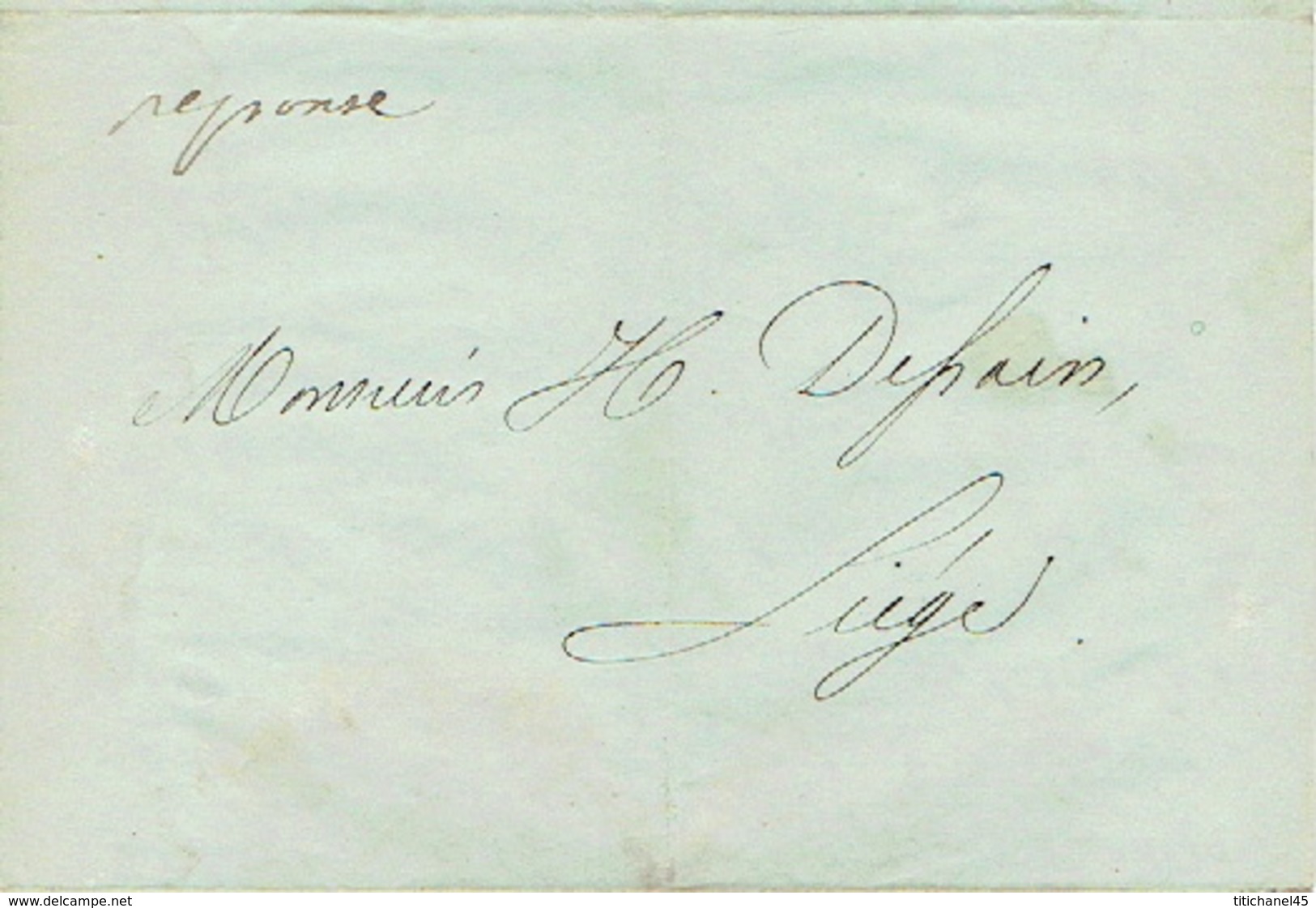 Lettre Du 5/9/1850 Envoyée Par Porteur De VERVIERS à LIEGE - Signé G. NAUTET Imprimeur à VERVIERS - Autres & Non Classés