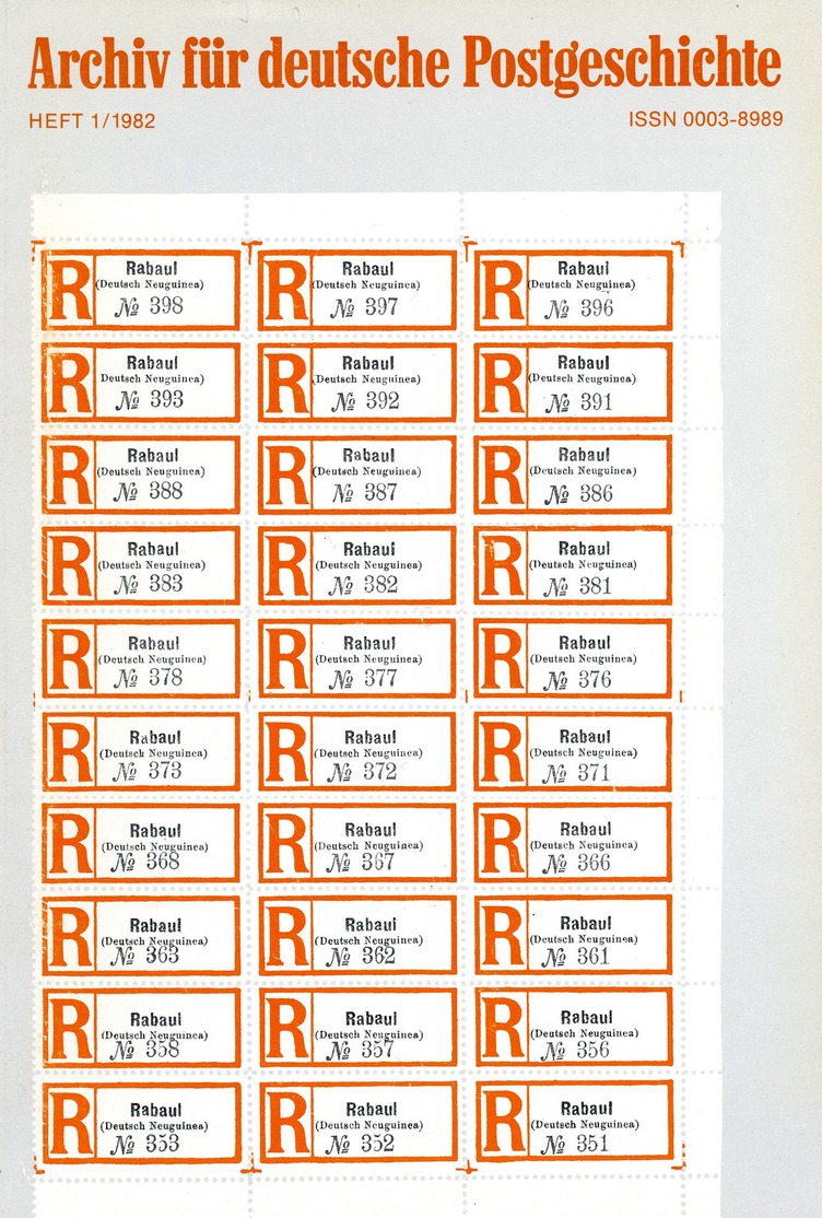 Archiv Für Deutsche Postgeschichte Heft 1 / 1982 - Allemand (àpd. 1941)
