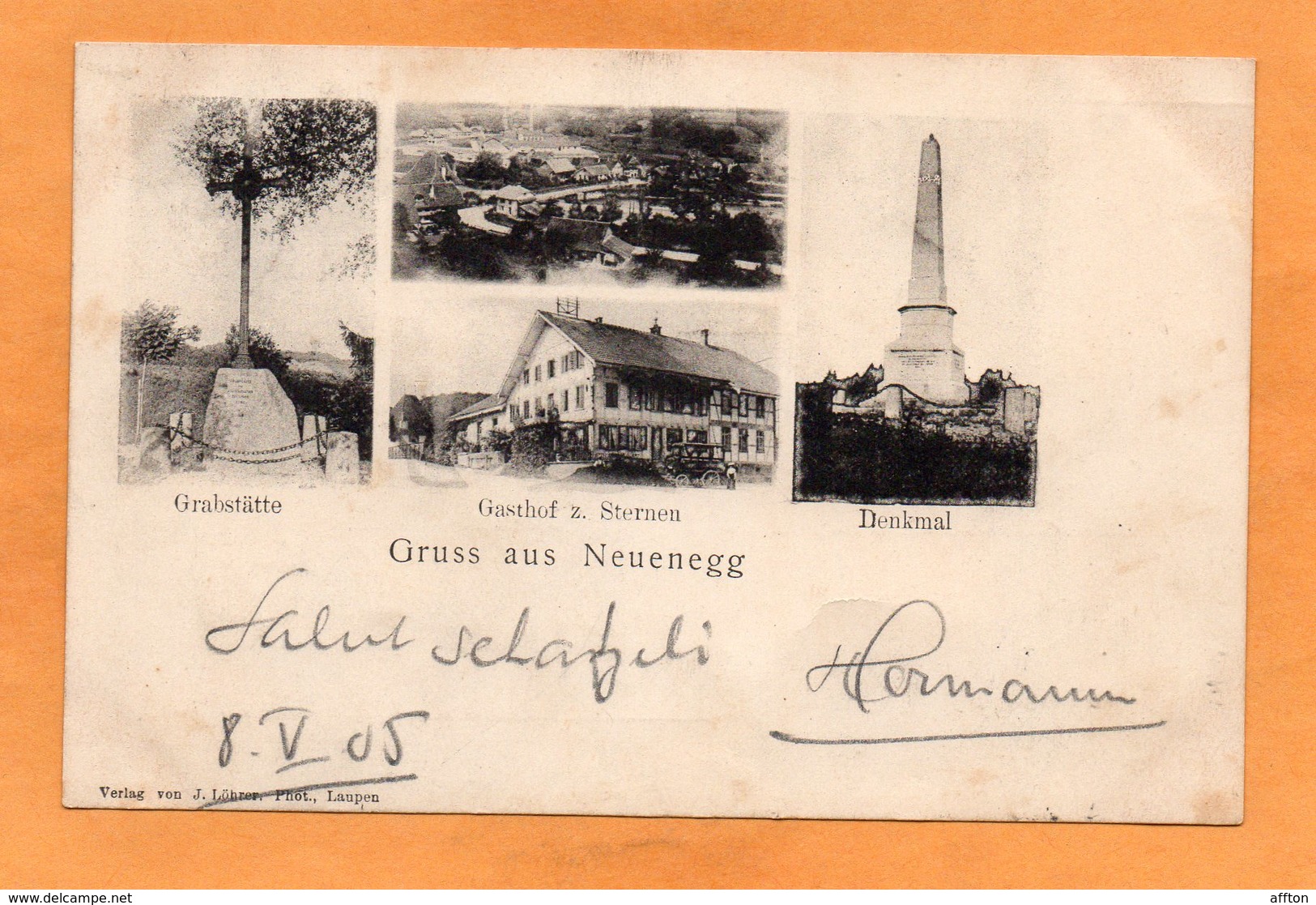 Gruss Aus Neuenegg Switzerland 1905 Potcard Mailed - Neuenegg