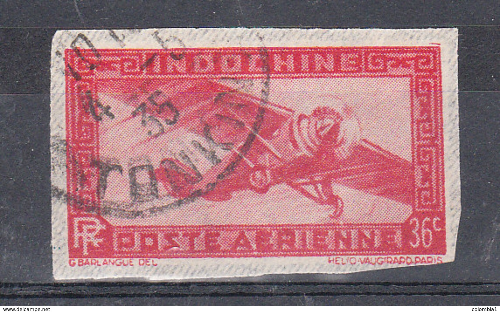 INDOCHINE YT PA 8  ENTIER  Obiltéré 1935 - Poste Aérienne