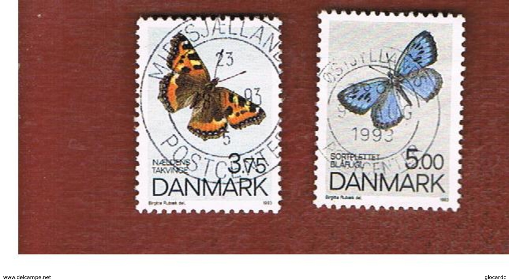 DANIMARCA (DENMARK)  -   SG 996.997  -  1993  BUTTERFLIES  - USED ° - Usati