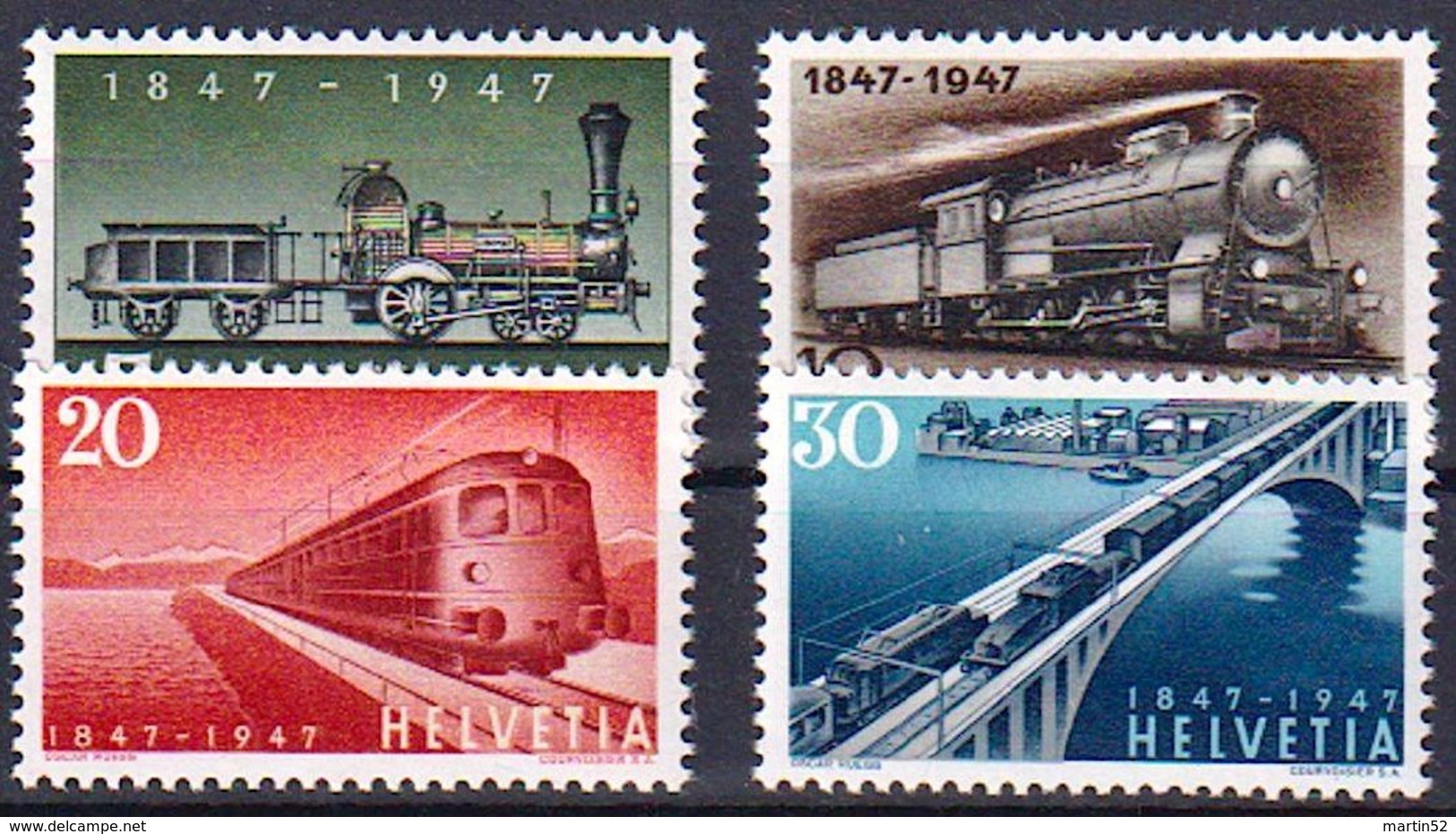 Schweiz Suisse Svizzera Suiza 1947: Eisenbahn Chemin De Fer Zu 277-280 Mi 484-487 Yv 441-444 ** MNH (Zumstein CHF 6.00) - Trains