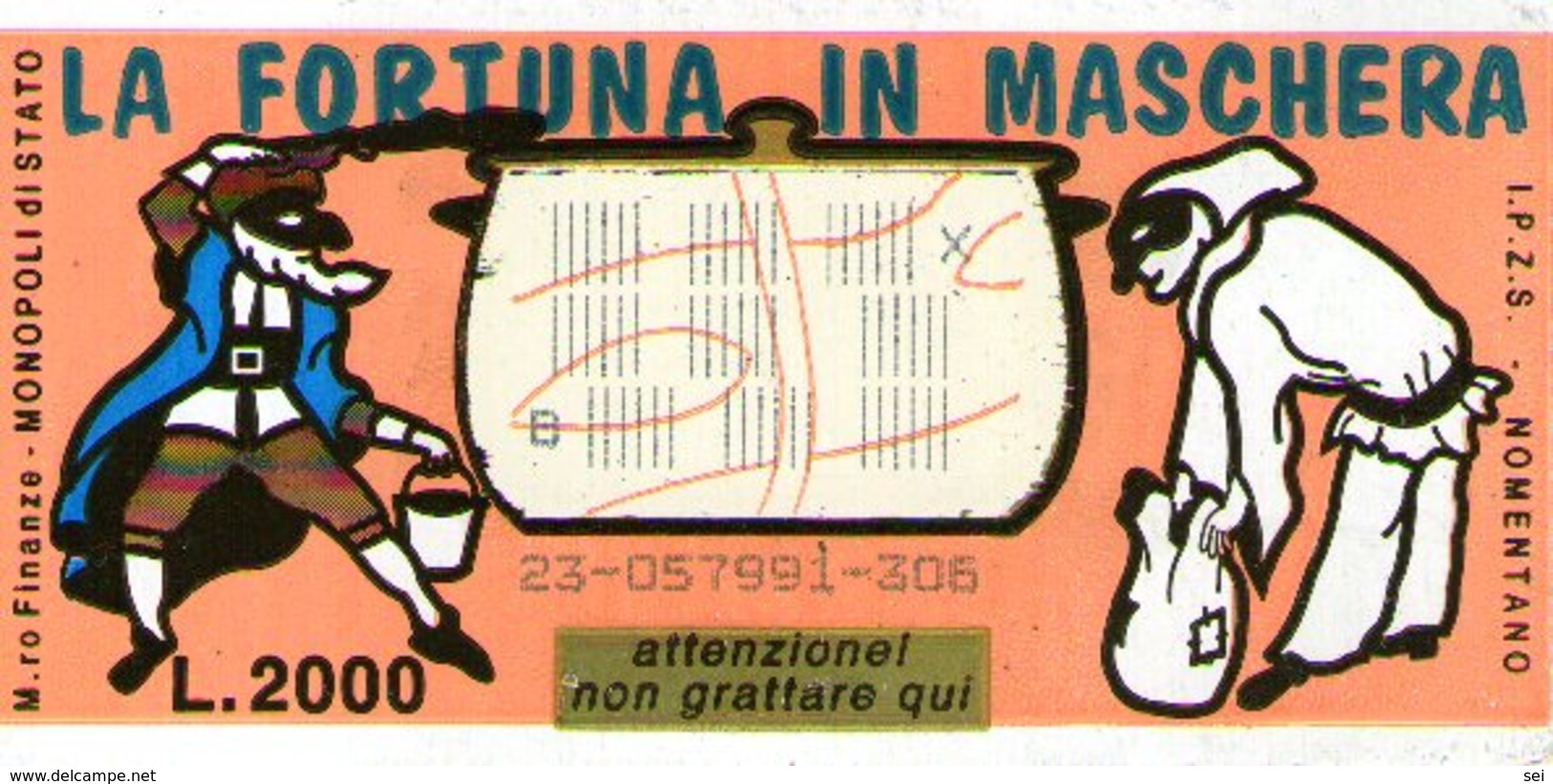 B 2355 - Gratta E Vinci, La Fortuna In Maschera. Carnevale - Biglietti Della Lotteria