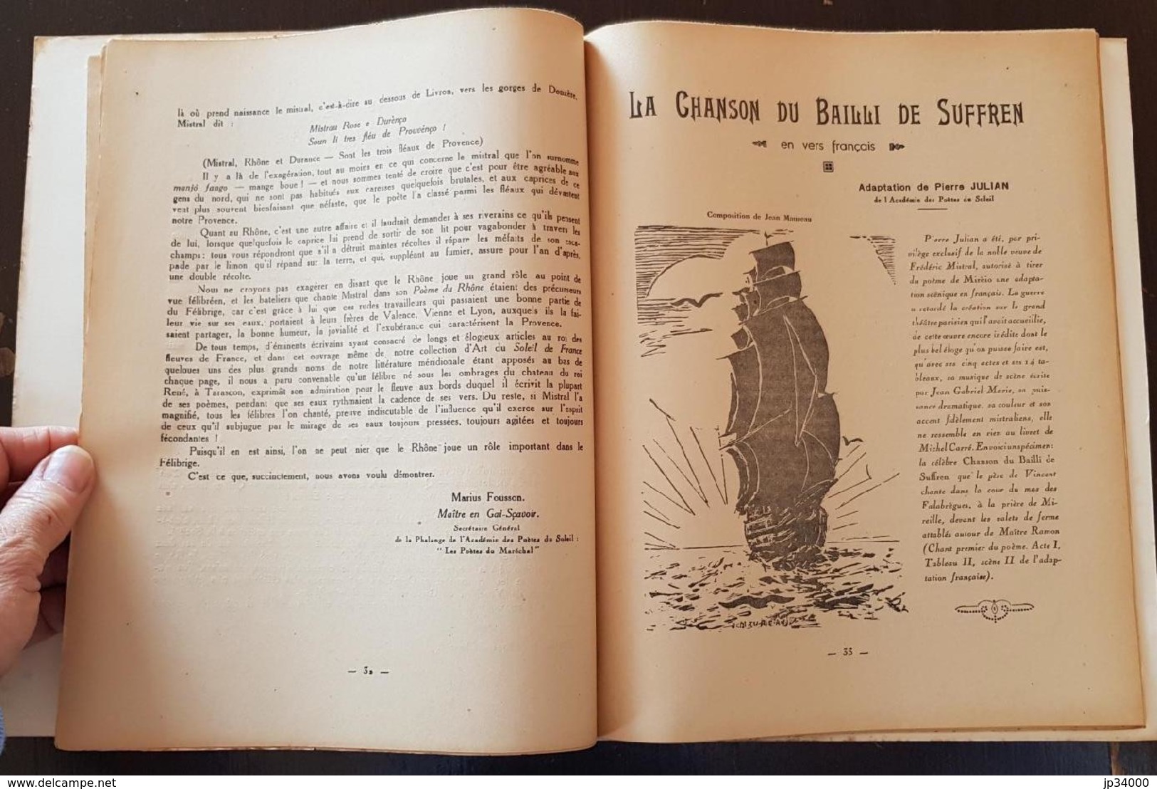 SOLEIL DE FRANCE sur notre Rhone 1942 Académie des Poetes. (régionalisme Languedoc)