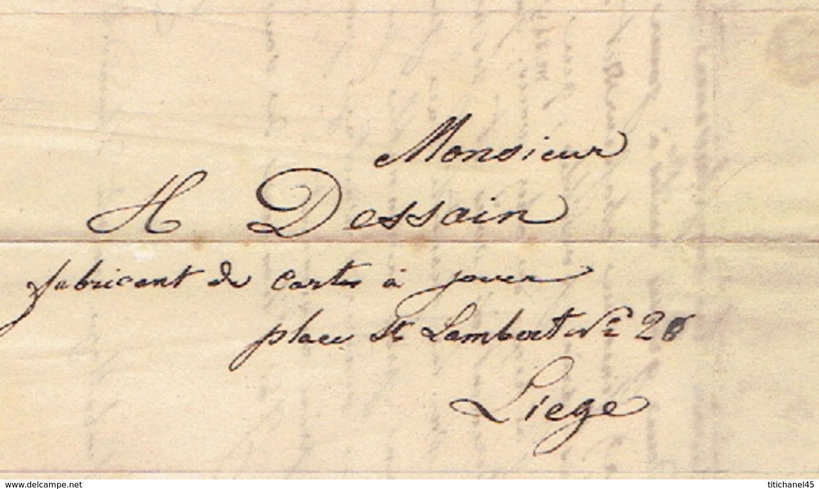 14/1/1850 Lettre Envoyée Par Porteur De VERVIERS à H. DESSAIN  Fabricant De Cartes à Jouer (speelkaarten) à LIEGE - Autres & Non Classés