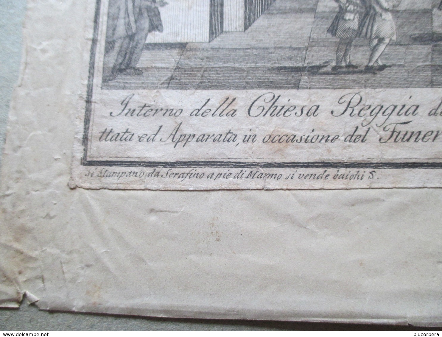 1789 FUNERALI CARLO III DI BORBONE  NELLA CHIESA DI S. GIOVANNI DEI SPAGNOLI 17 AGOSTO INC. - Litografia