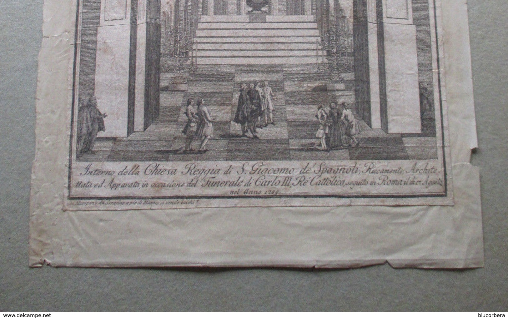 1789 FUNERALI CARLO III DI BORBONE  NELLA CHIESA DI S. GIOVANNI DEI SPAGNOLI 17 AGOSTO INC.