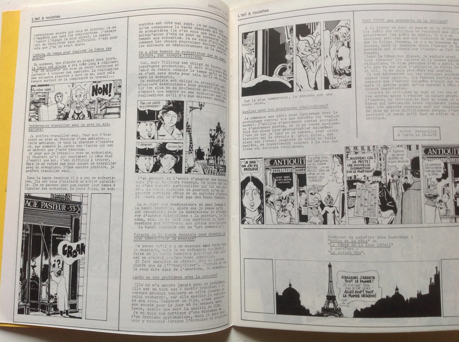 No PAYPAL !! : Revue Magazine Info L'Oeil A Roulettes 1 Tardi (interview Et Planches BD) Jean Ray Harry Dickson ,Éo 1976 - Autre Magazines