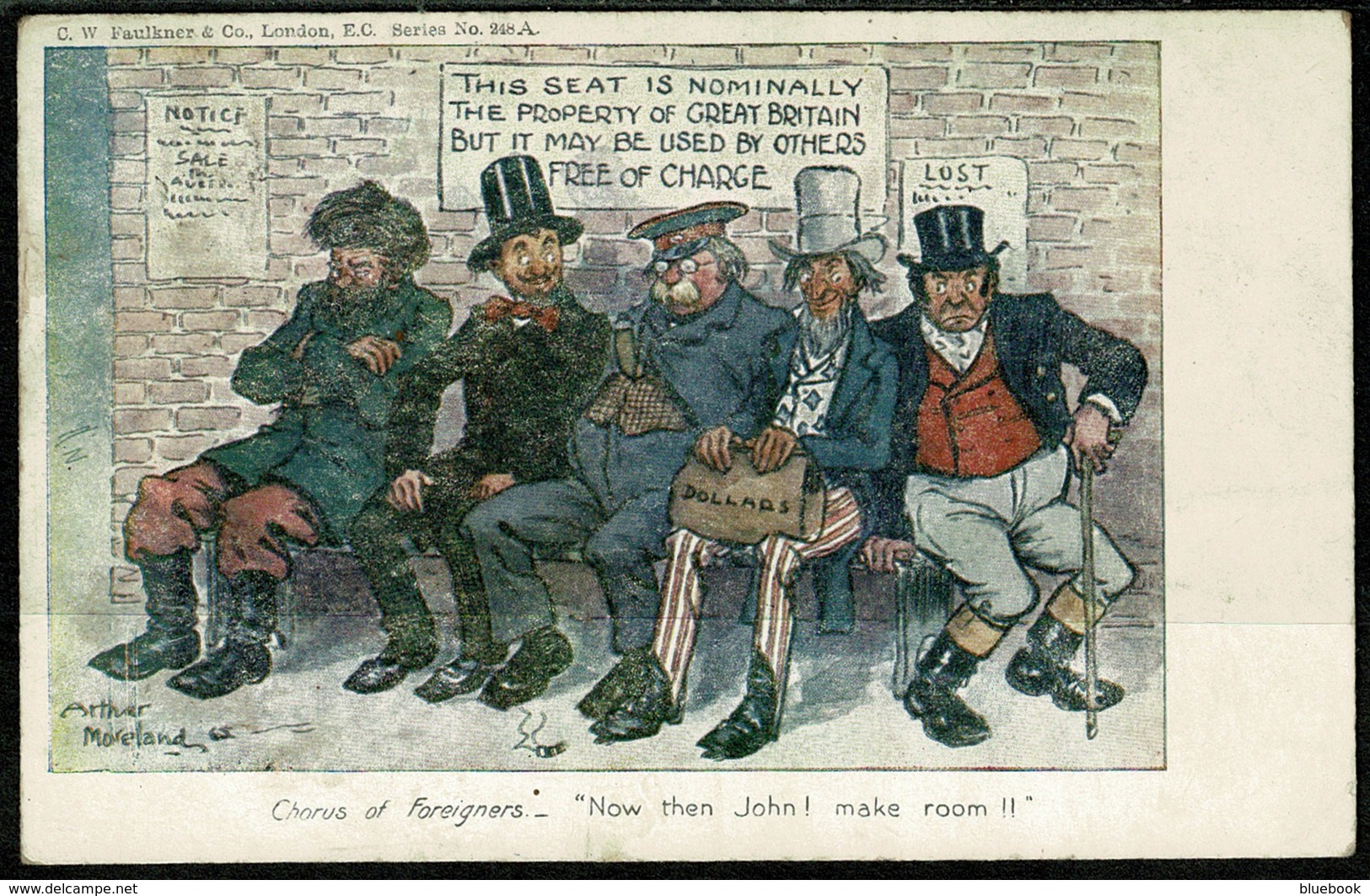 Ref 1258 - 1903 Postcard - Arthur Moreland Political Politics Postcard Brexit Implications - London Underground Message - Satirical