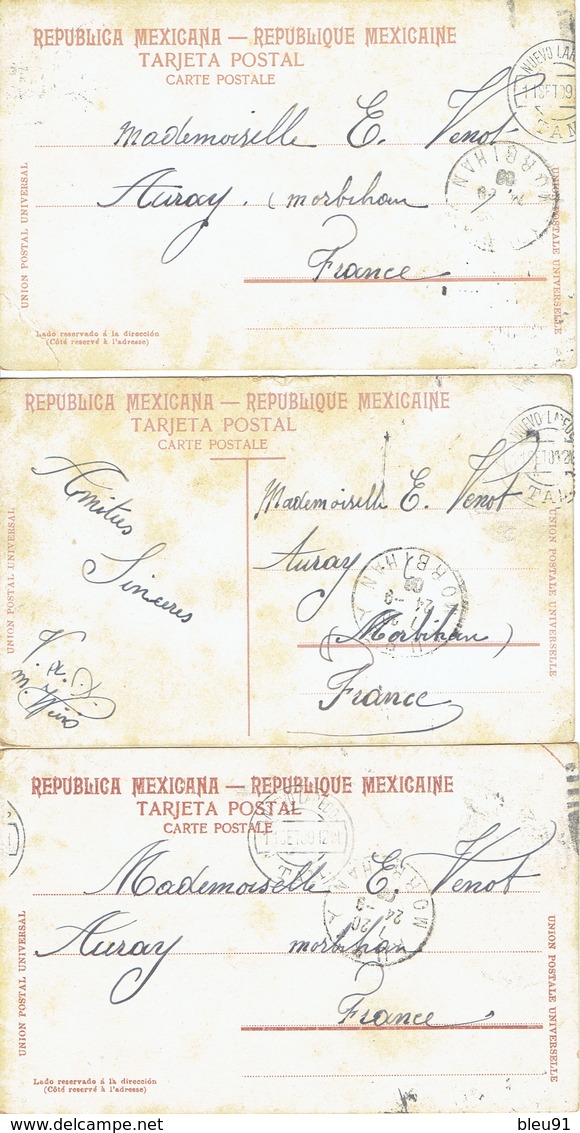 LOT 3 CARTES MEXIQUE 1909/1912 - Mexique